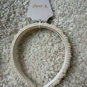 piper•k Pearl-Embellished Cream Headband
